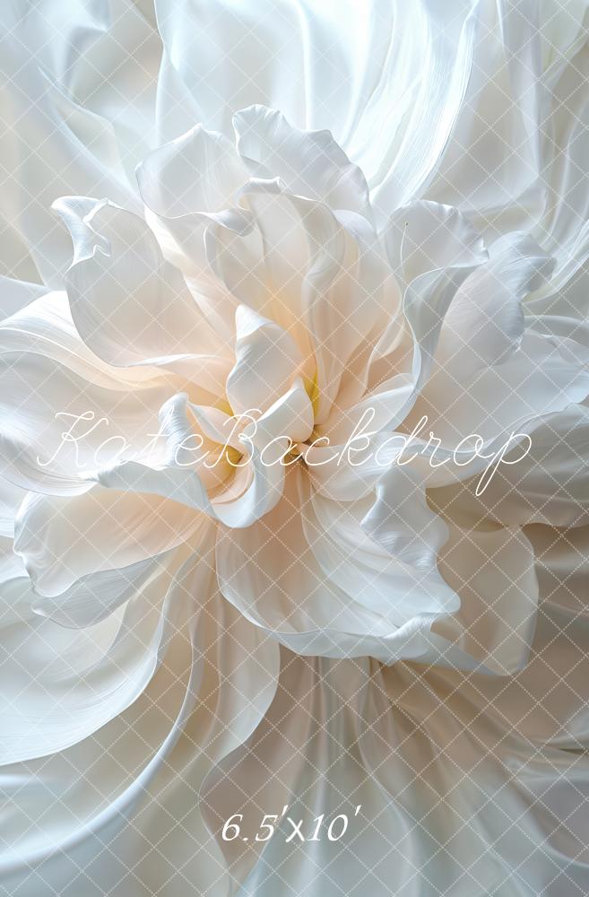 Kate White Flower Satin Backdrop Designed by Emetselch - Image 4