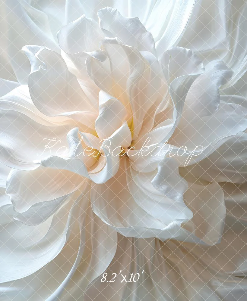 Kate White Flower Satin Backdrop Designed by Emetselch - Image 5