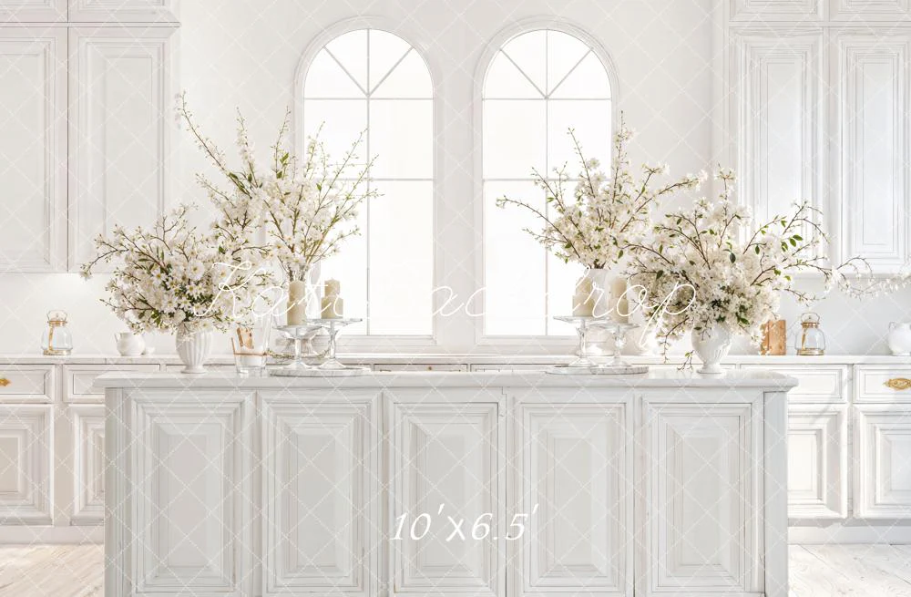 Kate White Kitchen Cabinets Blossom Backdrop Designed by Emetselch - Image 4