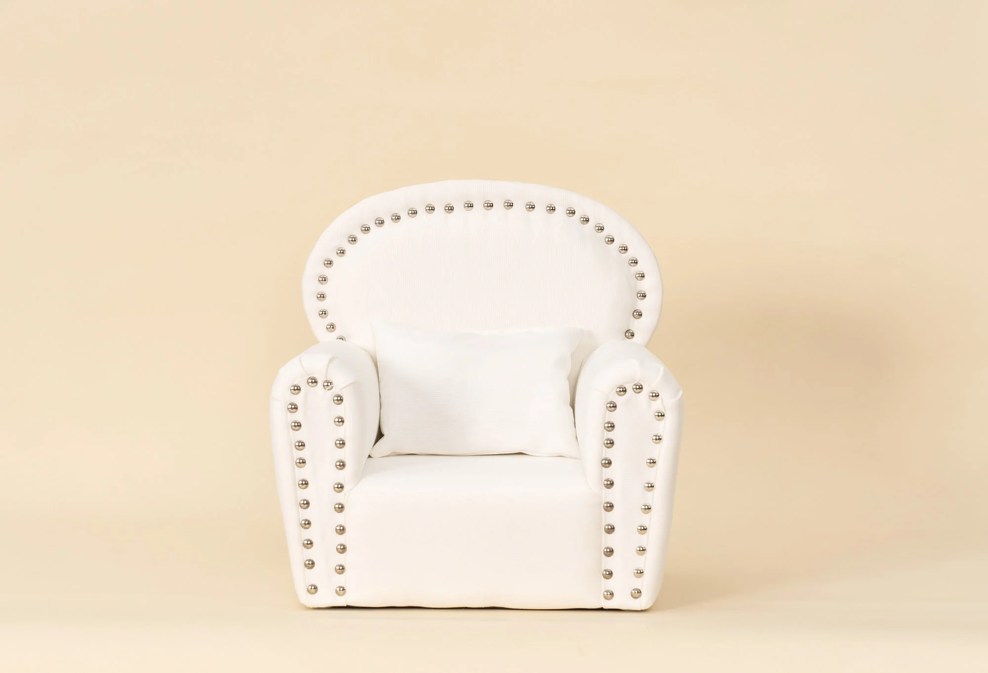 Kate White Mini Fabric Sofa with Rivet Newborn Props for Photography - Image 2
