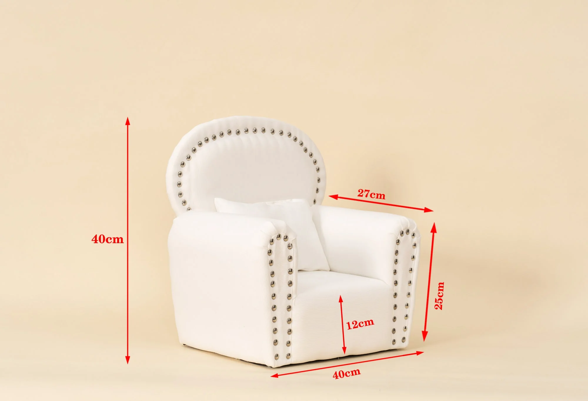 Kate White Mini Fabric Sofa with Rivet Newborn Props for Photography - Image 6