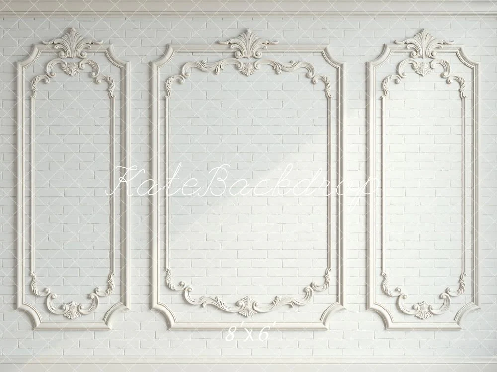 Kate White Ornate Moulding Brick Wall Backdrop Designed by Mini MakeBelieve - Image 3