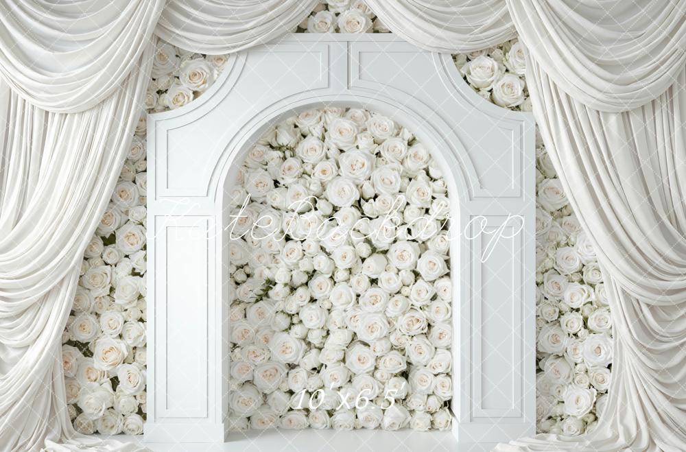 Kate White Rose Arch Drapes Backdrop Designed by Mini MakeBelieve - Image 4