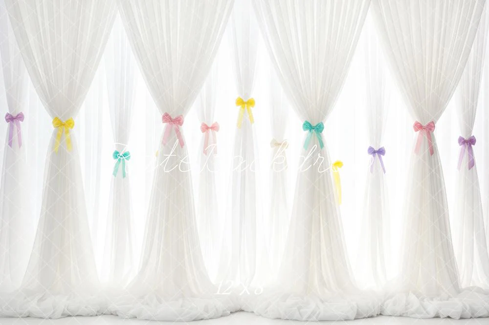 Kate White Sheer Curtains Colourful Bows Backdrop Designed by Patty Robert - Image 8