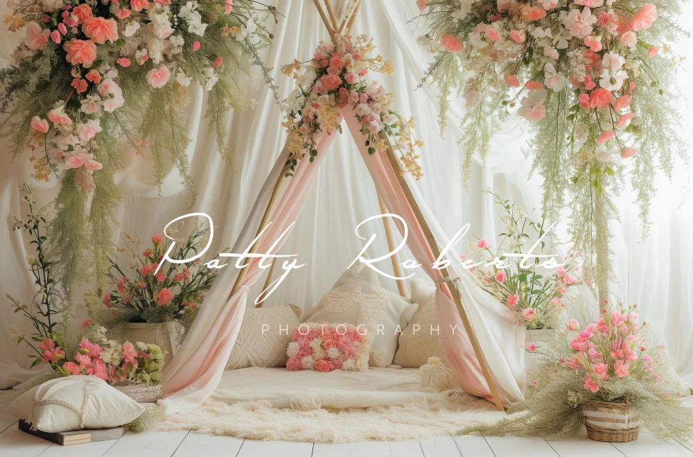 Kate White Spring Teepee with Flowers Backdrop Designed by Patty Robert - Image 5