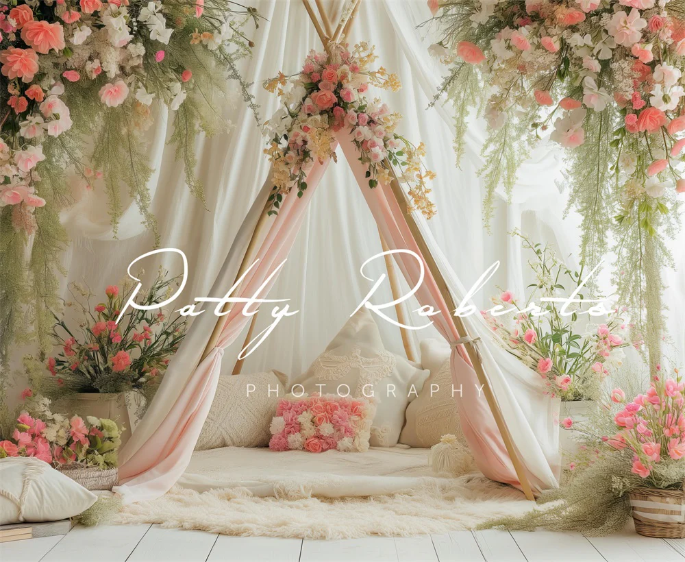 Kate White Spring Teepee with Flowers Backdrop Designed by Patty Robert - Image 6