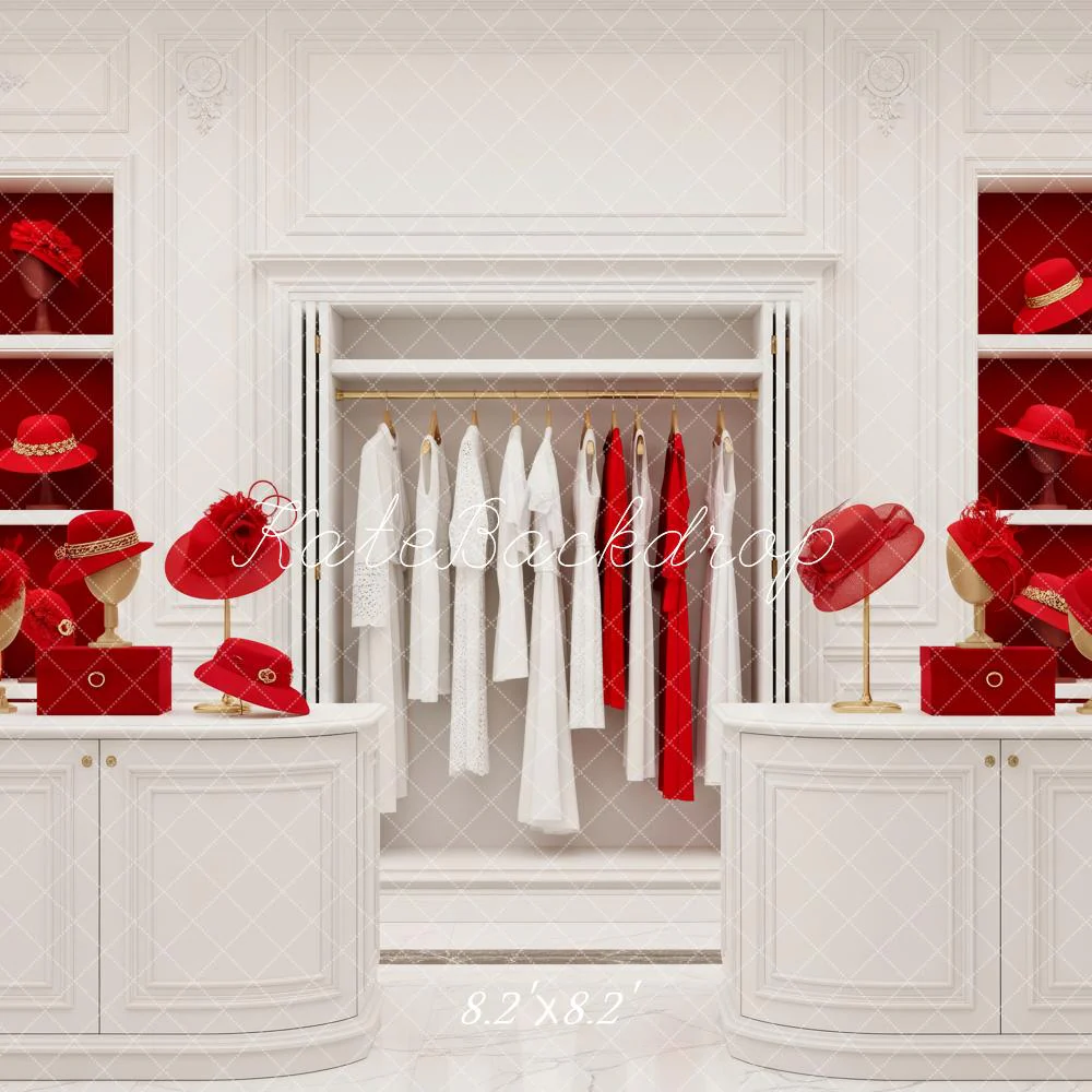 Kate White Wardrobe Red Hats Display Backdrop Designed by Patty Robert - Image 5