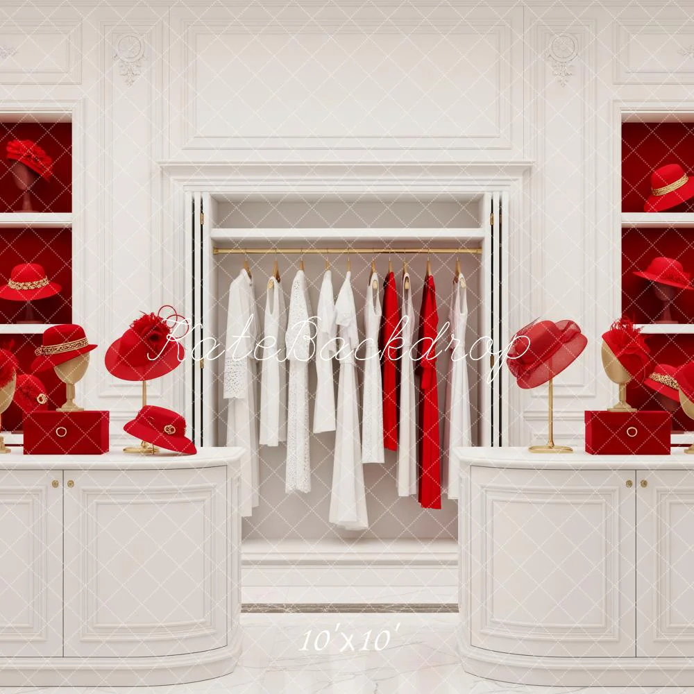 Kate White Wardrobe Red Hats Display Backdrop Designed by Patty Robert - Image 7