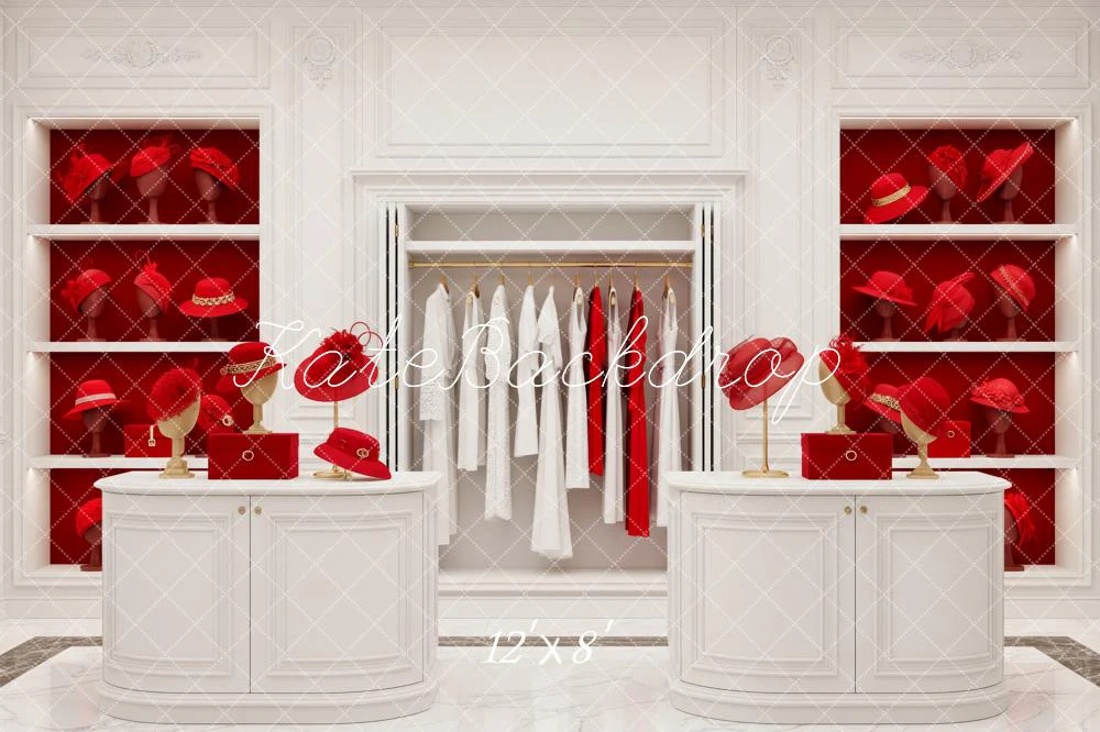 Kate White Wardrobe Red Hats Display Backdrop Designed by Patty Robert - Image 8