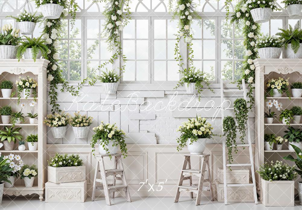 Kate White Window Greenery Backdrop Designed by Mini MakeBelieve