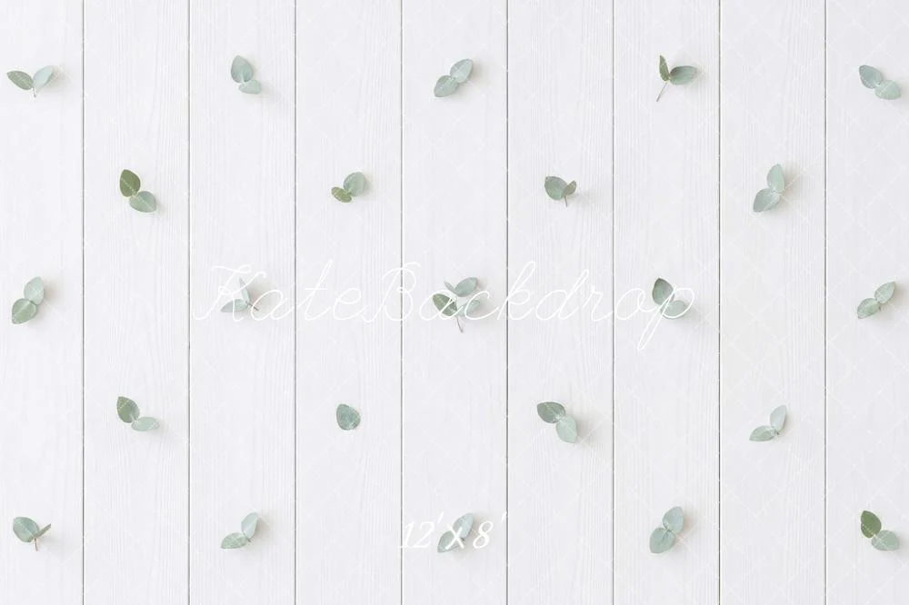 Kate White Wood Planks Green Leaves Backdrop Designed by Mini MakeBelieve - Image 8