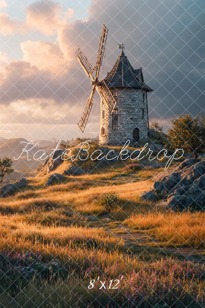 Kate Windmill Stone Tower Meadow Backdrop Designed by Chain Photography - Image 11
