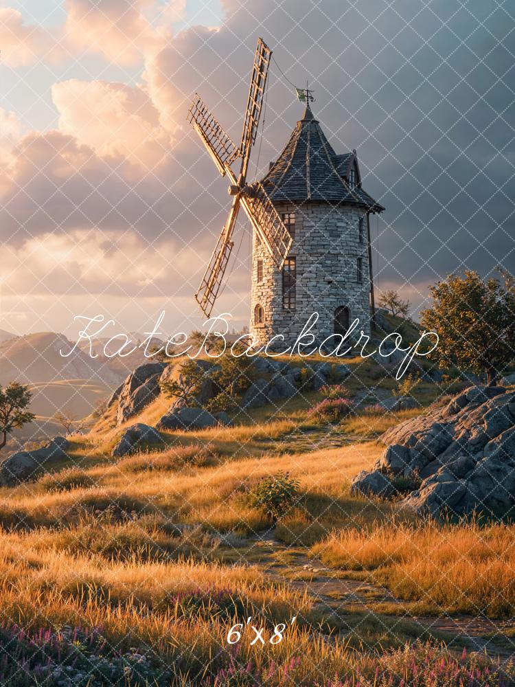 Kate Windmill Stone Tower Meadow Backdrop Designed by Chain Photography - Image 3