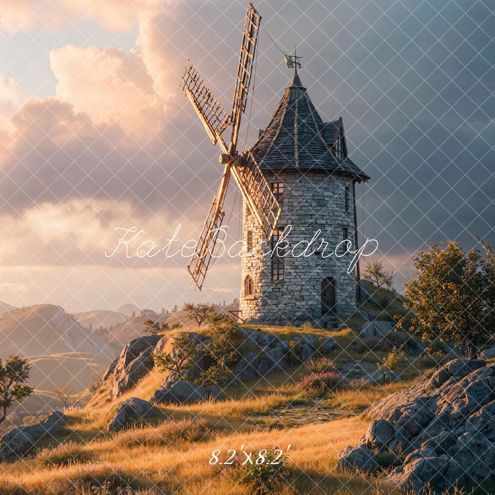 Kate Windmill Stone Tower Meadow Backdrop Designed by Chain Photography - Image 5