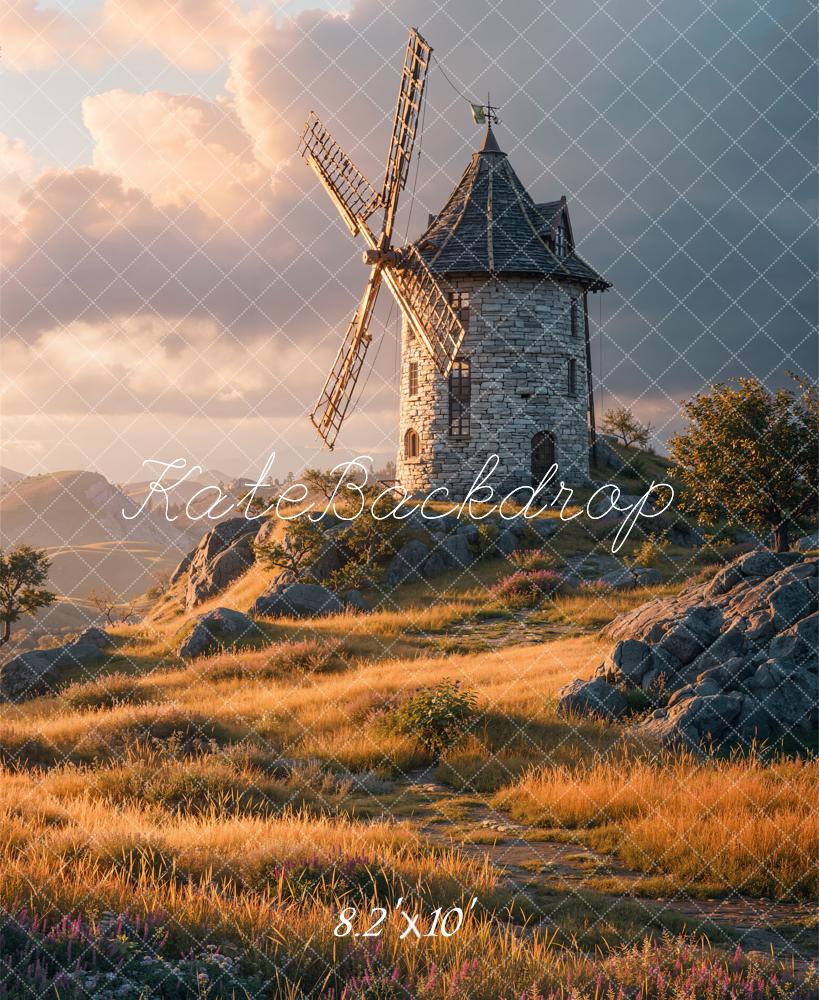 Kate Windmill Stone Tower Meadow Backdrop Designed by Chain Photography - Image 6