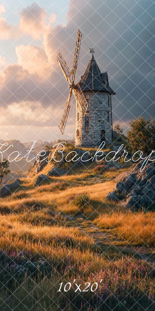 Kate Windmill Stone Tower Meadow Backdrop Designed by Chain Photography - Image 8