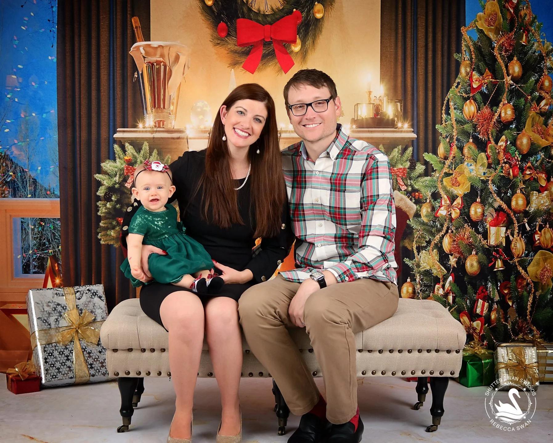 Kate Window Christmas Trees And Fireplace With Candle for Photography - Image 3