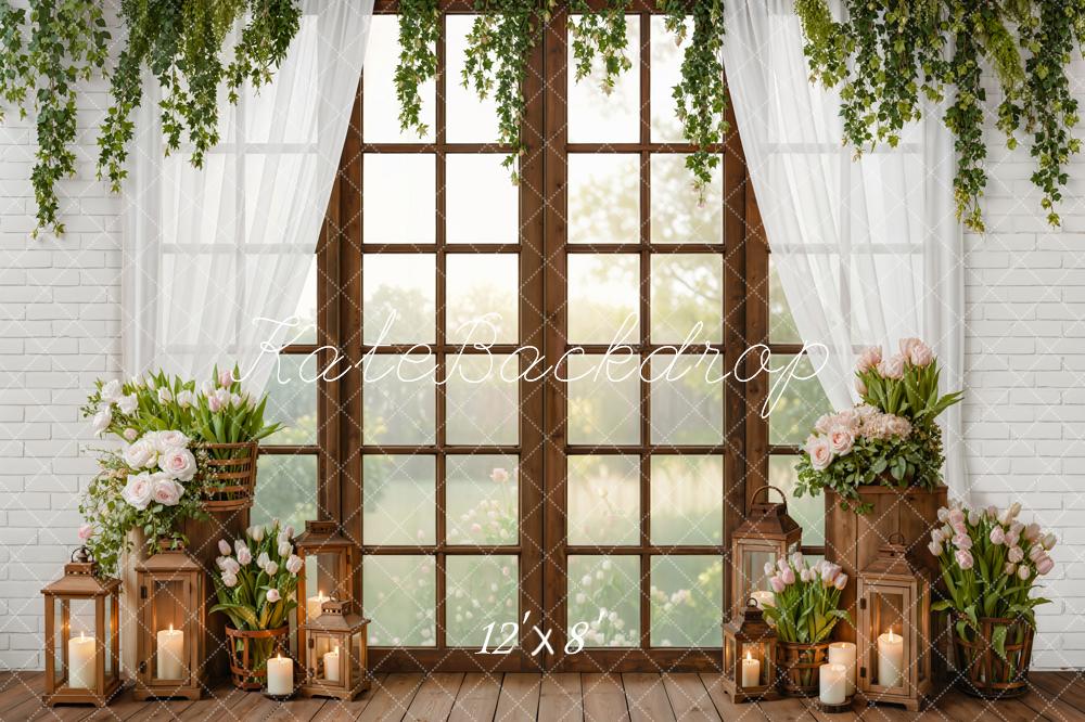 Kate Spring Window Tulips Candles Rustic Backdrop Designed by Emetselch - Image 8