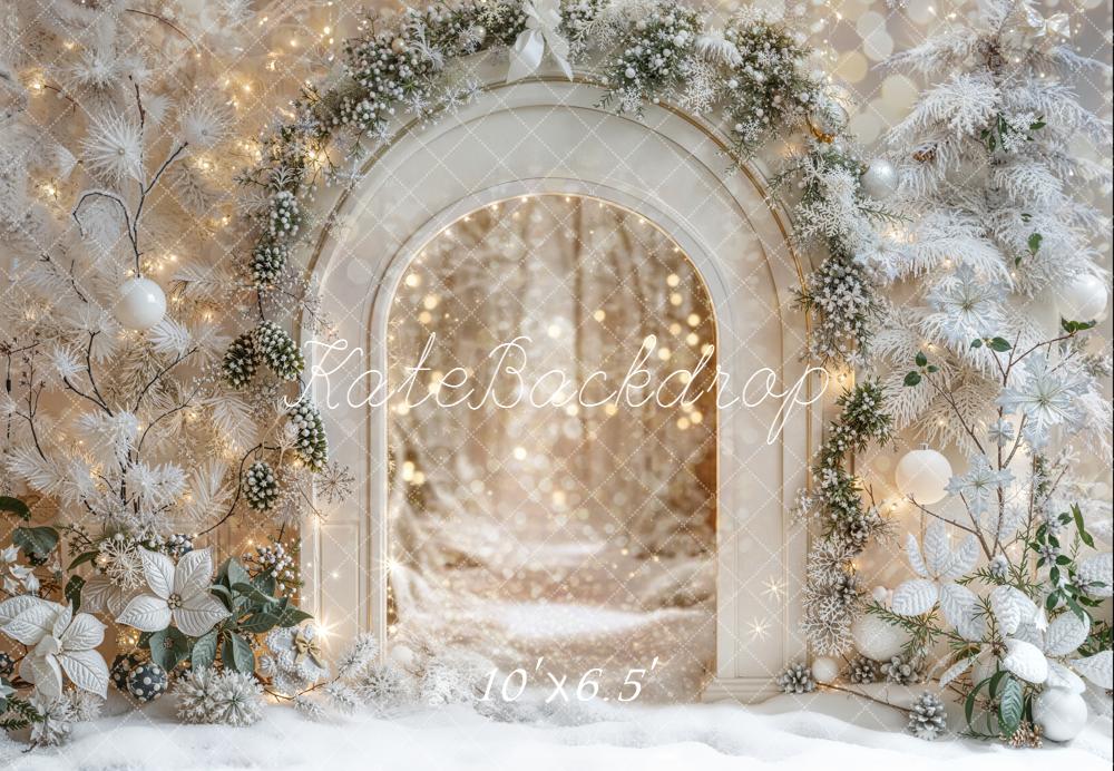 Kate Winter Arch Frosted Trees Bokeh Lights Backdrop Designed by Emetselch - Image 4