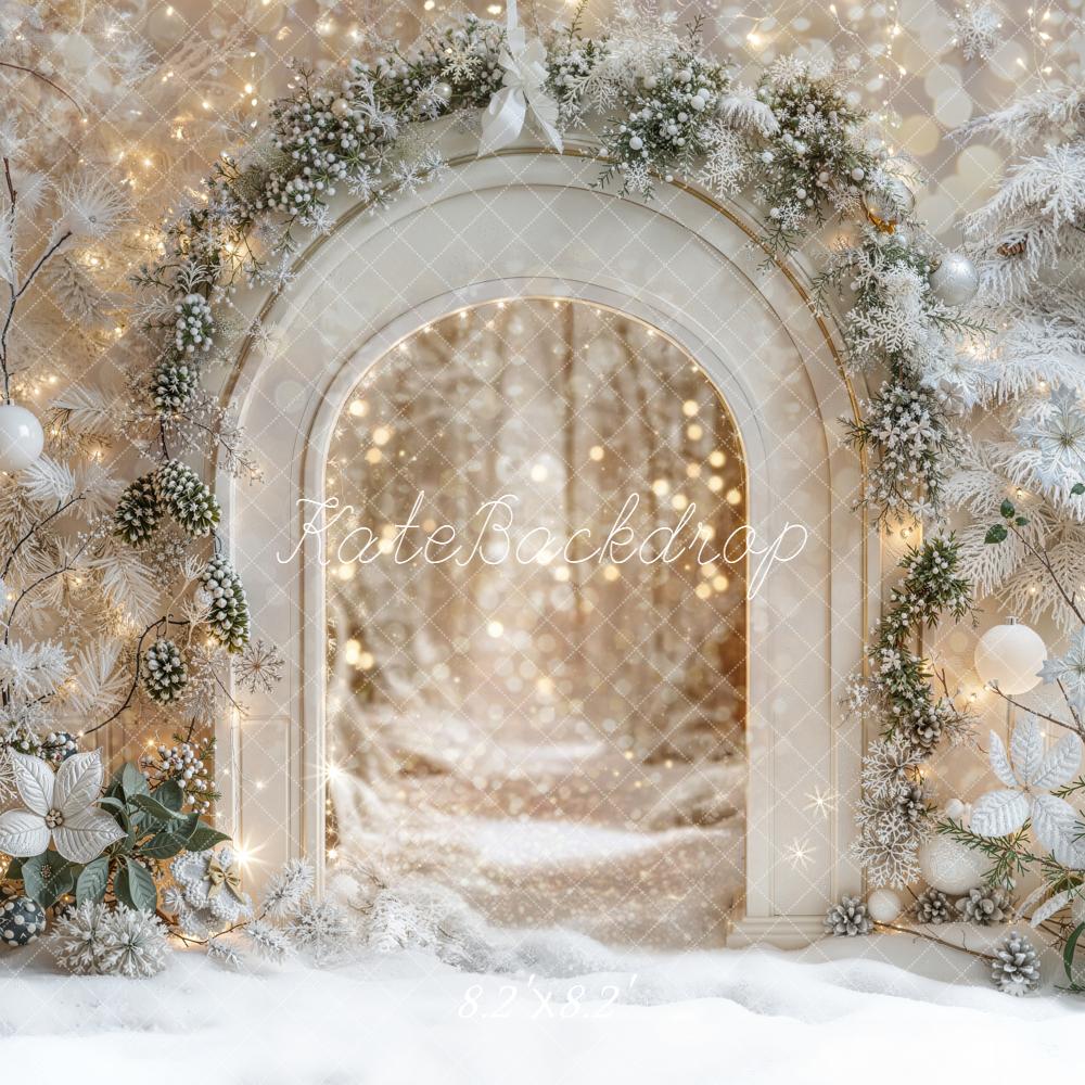 Kate Winter Arch Frosted Trees Bokeh Lights Backdrop Designed by Emetselch - Image 5