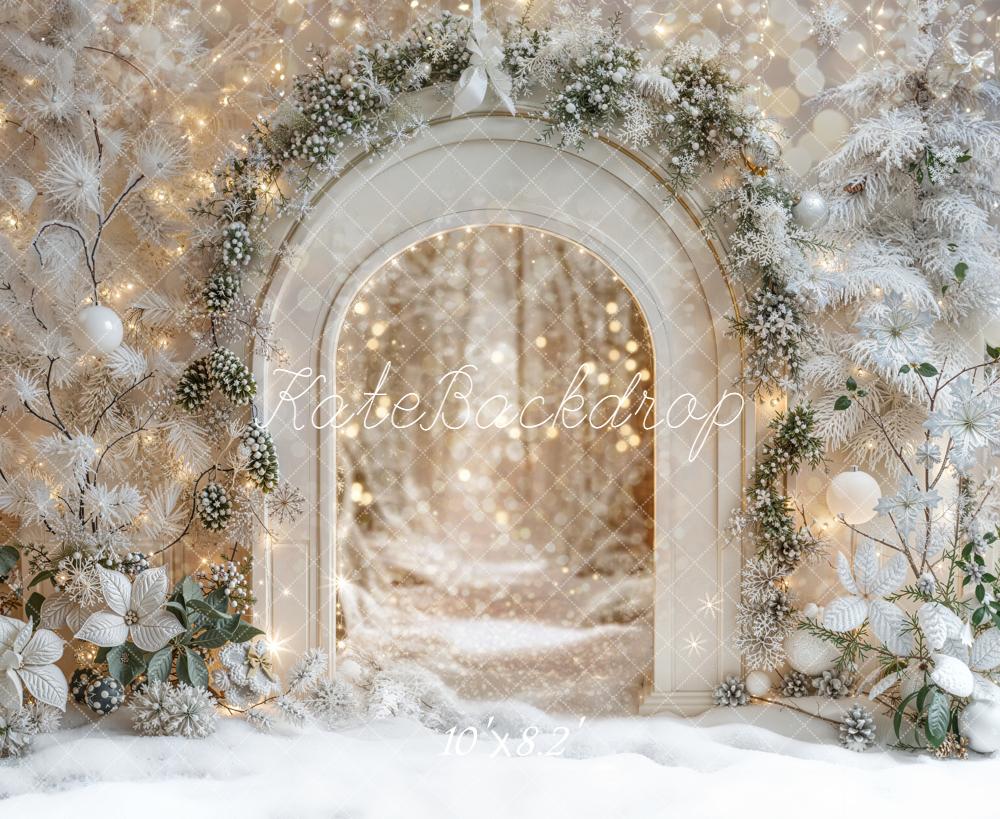 Kate Winter Arch Frosted Trees Bokeh Lights Backdrop Designed by Emetselch - Image 6