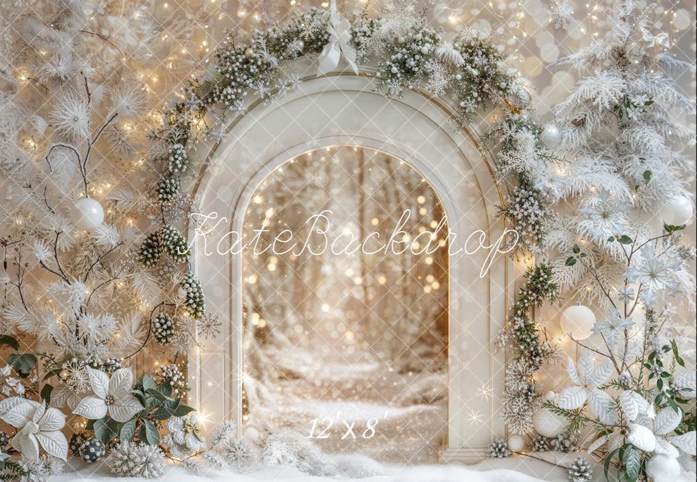 Kate Winter Arch Frosted Trees Bokeh Lights Backdrop Designed by Emetselch - Image 8