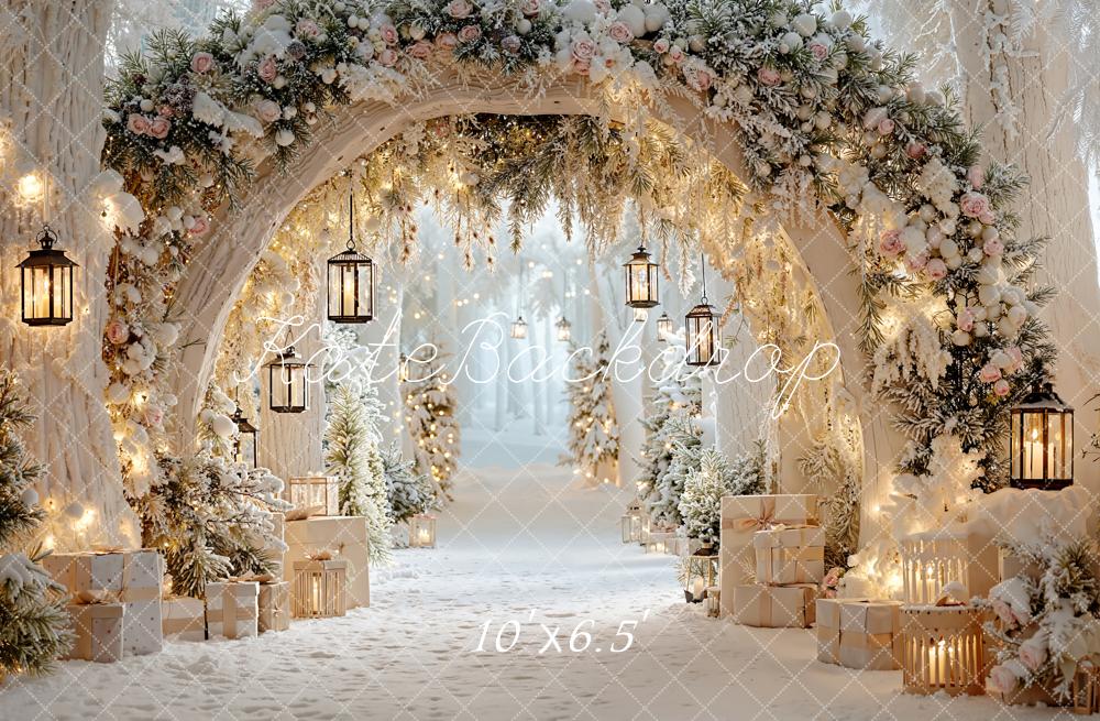 Kate Winter Arch Lanterns Fleece Backdrop Designed by Emetselch - Image 2