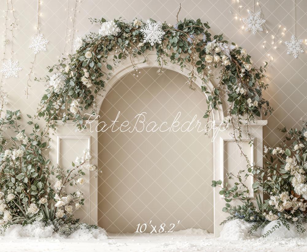 Kate Winter Arch Snowflakes Lights Fleece Backdrop Designed by Emetselch - Image 3