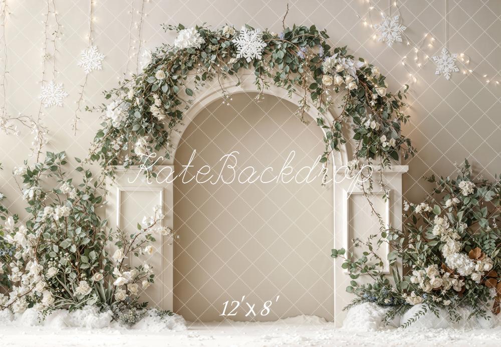 Kate Winter Arch Snowflakes Lights Fleece Backdrop Designed by Emetselch - Image 4