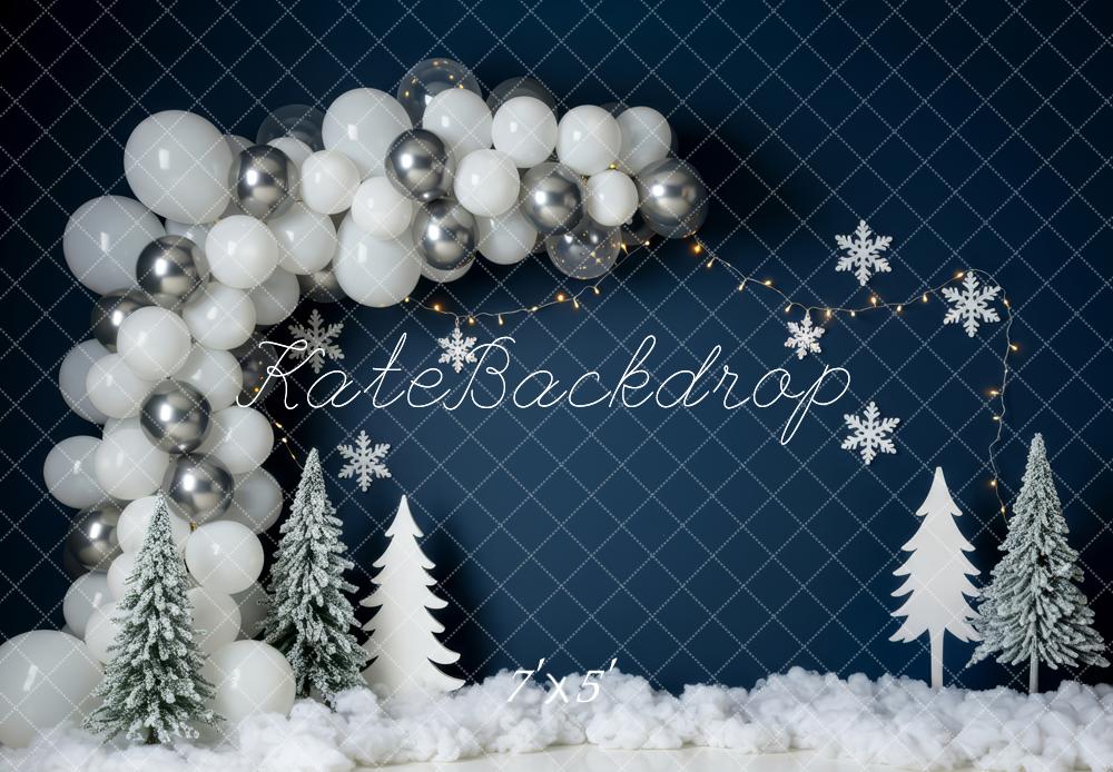 Kate Winter Balloons Snowflake Trees Backdrop Designed by Patty Robert