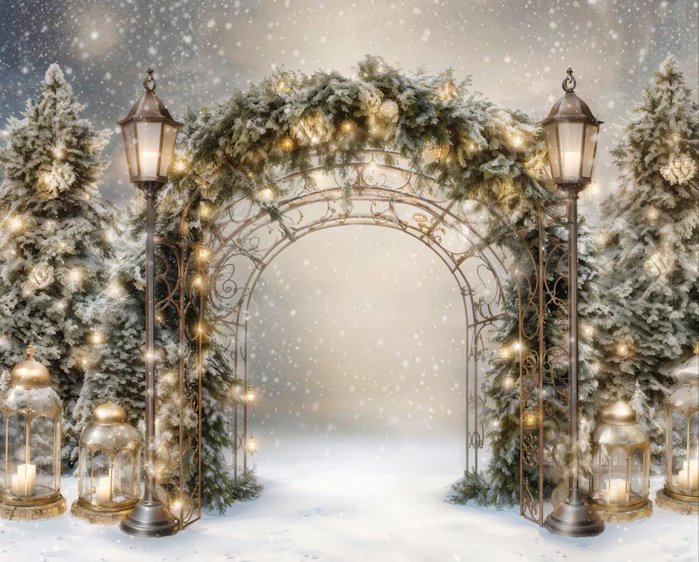 Kate Winter Christmas Branch Arch Backdrop Designed by Emetselch - Image 2