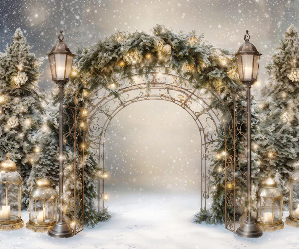 Kate Winter Christmas Branch Arch Backdrop Designed by Emetselch - Image 4