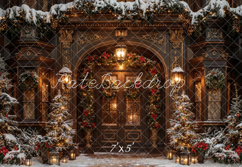 Kate Winter Christmas Brown Vintage Arched Door Backdrop Designed by Chain Photography