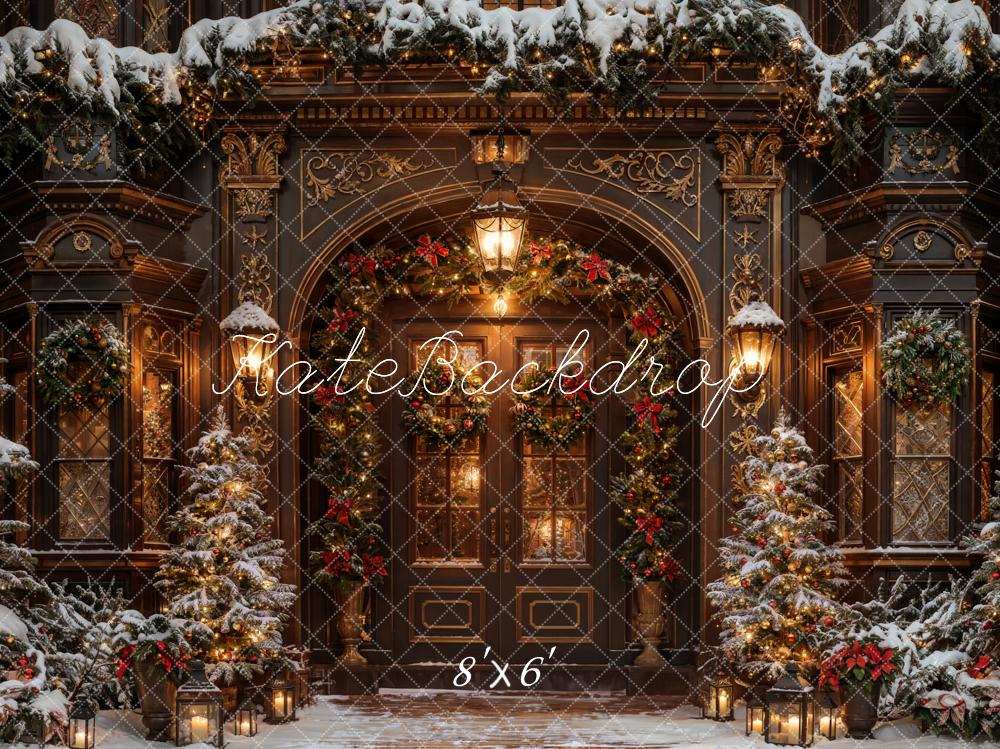 Kate Winter Christmas Brown Vintage Arched Door Backdrop Designed by Chain Photography - Image 3