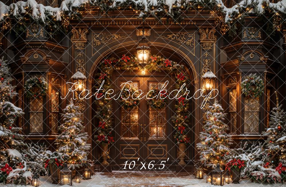 Kate Winter Christmas Brown Vintage Arched Door Backdrop Designed by Chain Photography - Image 4