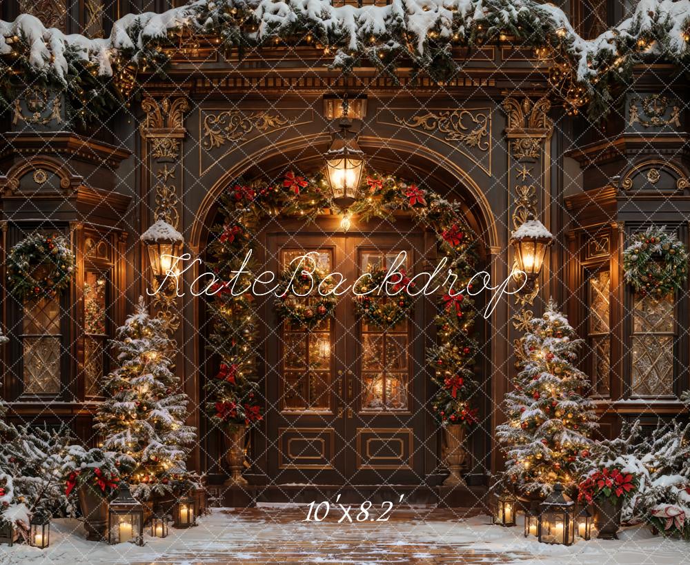 Kate Winter Christmas Brown Vintage Arched Door Backdrop Designed by Chain Photography - Image 5