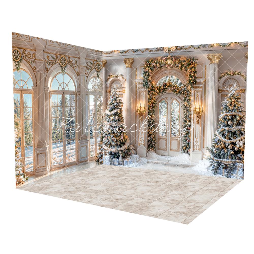 Kate Winter Christmas Dark Brown Wooden Arch Window Room Set - Image 2