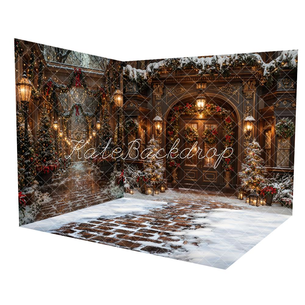 Kate Winter Christmas Dark Brown Vintage Grand Arched Door Room Set - Image 2