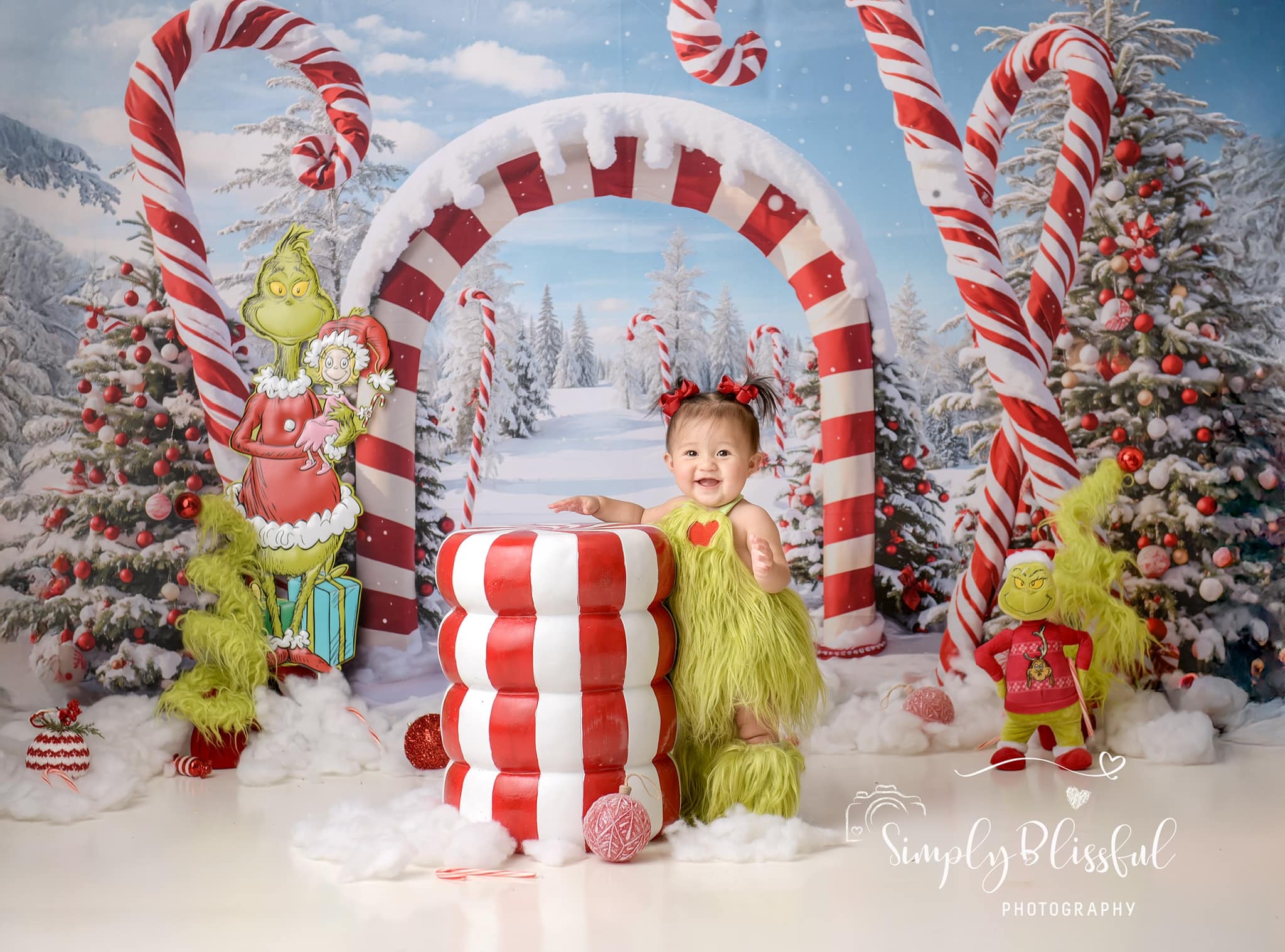 Kate Winter Christmas Forest Snow Candy Arch Backdrop Designed by Chain Photography - Image 3