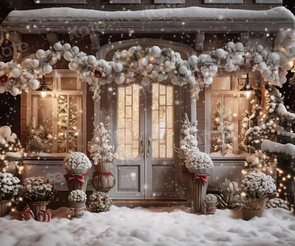 Kate Winter Christmas House Snow Light Backdrop Designed by Emetselch - Image 10