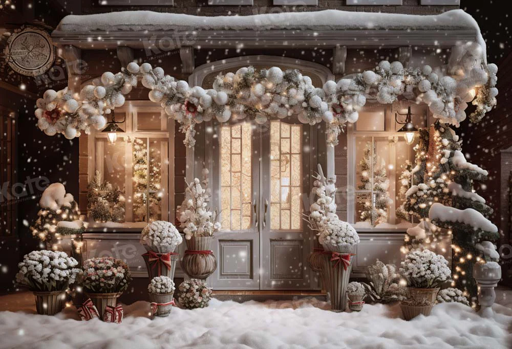 Kate Winter Christmas House Snow Light Backdrop Designed by Emetselch - Image 2