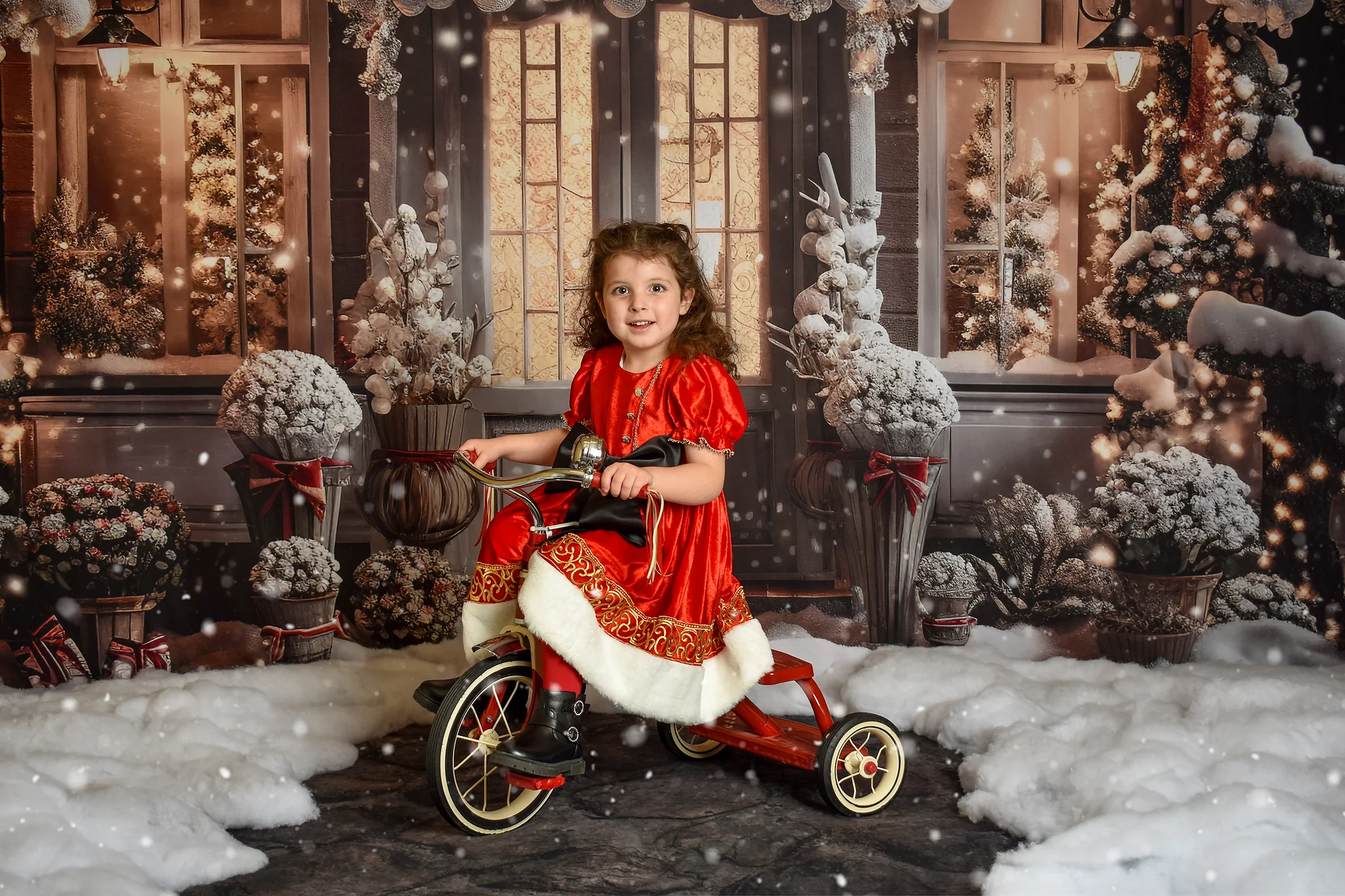Kate Winter Christmas House Snow Light Backdrop Designed by Emetselch - Image 3