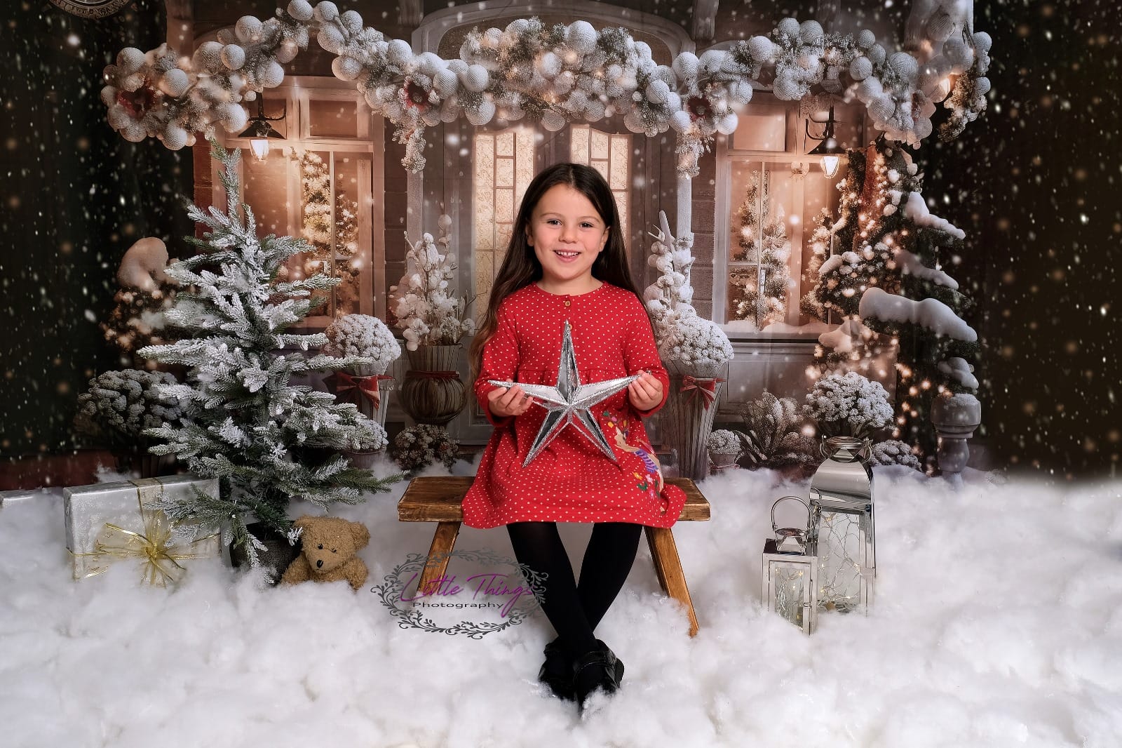 Kate Winter Christmas House Snow Light Backdrop Designed by Emetselch - Image 4
