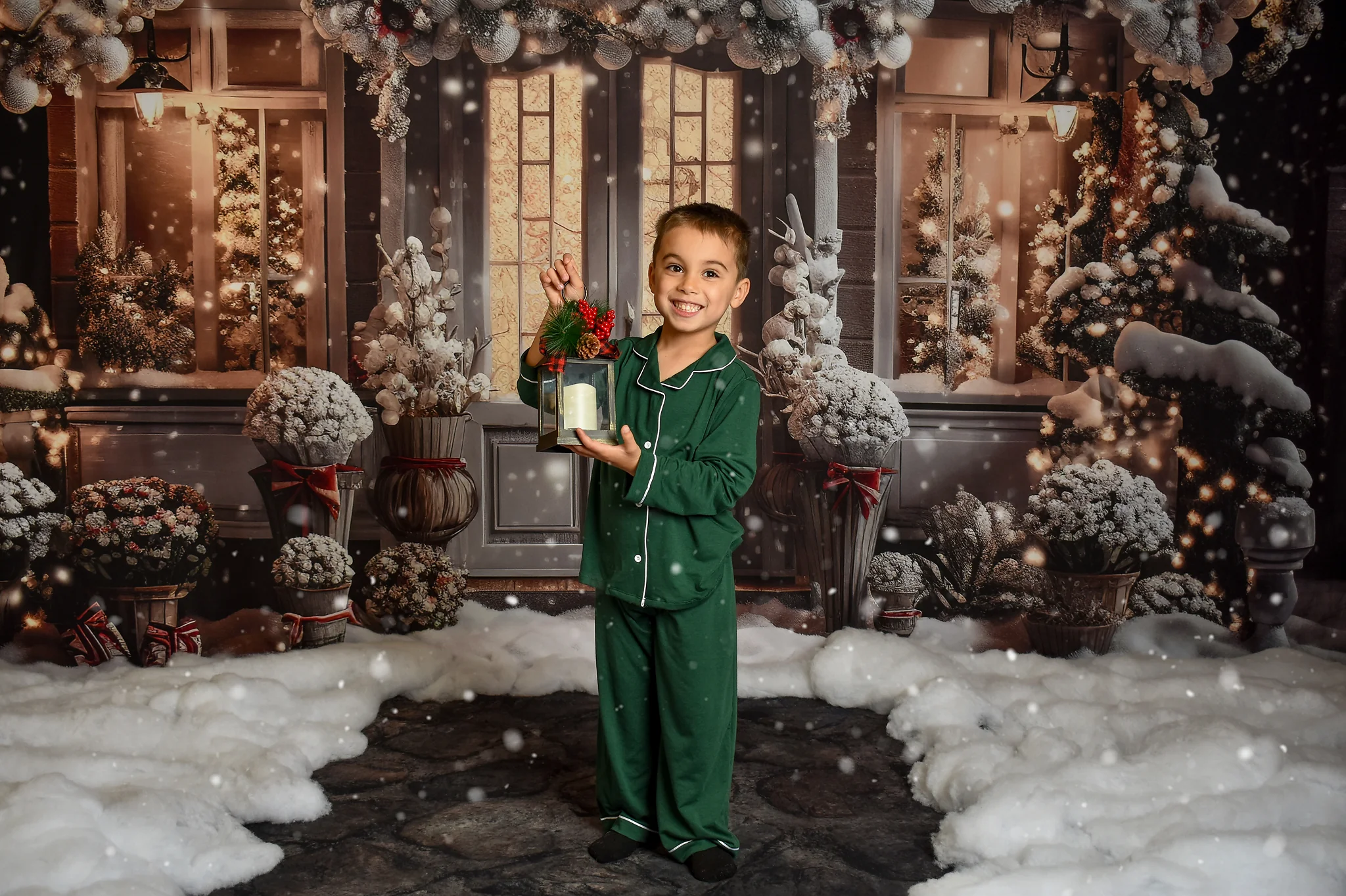 Kate Winter Christmas House Snow Light Backdrop Designed by Emetselch - Image 5
