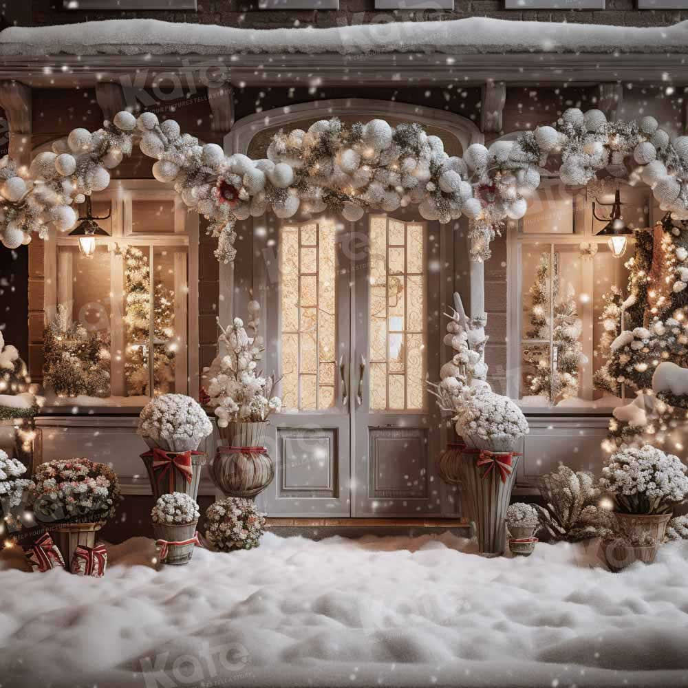 Kate Winter Christmas House Snow Light Backdrop Designed by Emetselch - Image 7