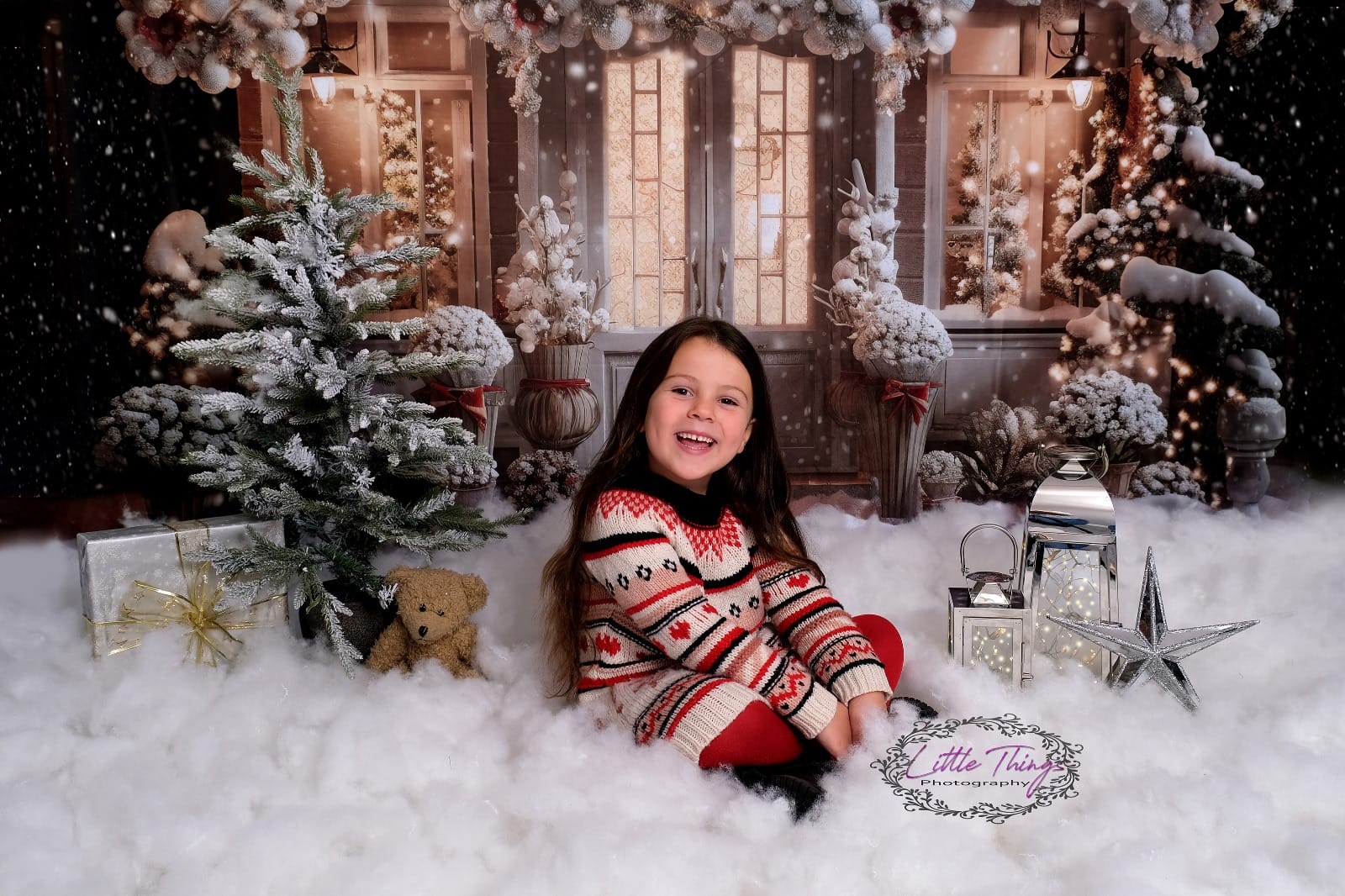 Kate Winter Christmas House Snow Light Backdrop Designed by Emetselch - Image 8