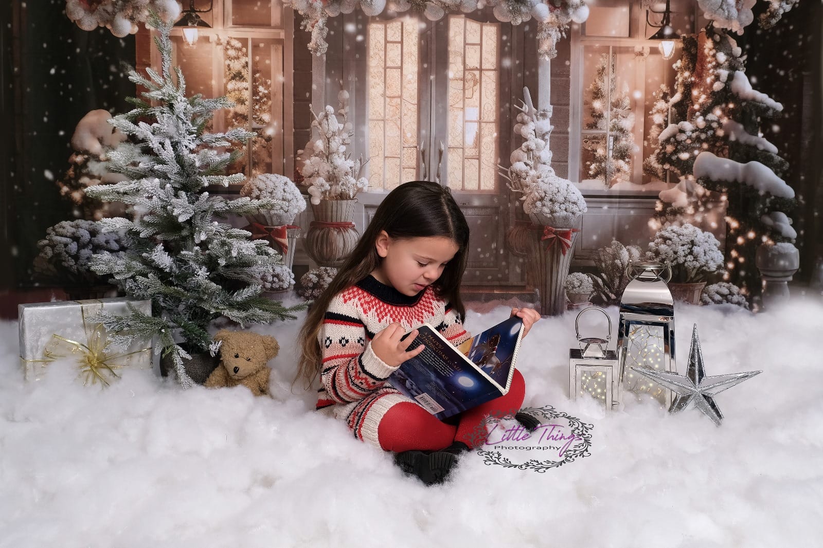 Kate Winter Christmas House Snow Light Backdrop Designed by Emetselch - Image 9