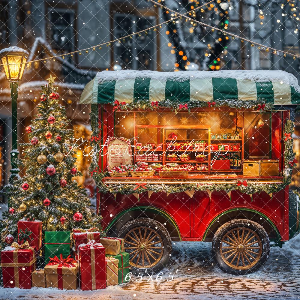 Kate Winter Christmas Night Street Truck Backdrop Designed by Emetselch - Image 2