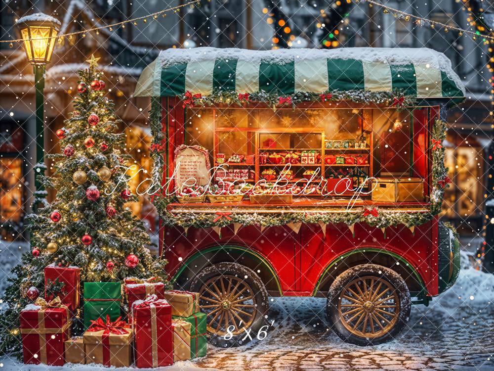 Kate Winter Christmas Night Street Truck Backdrop Designed by Emetselch - Image 3