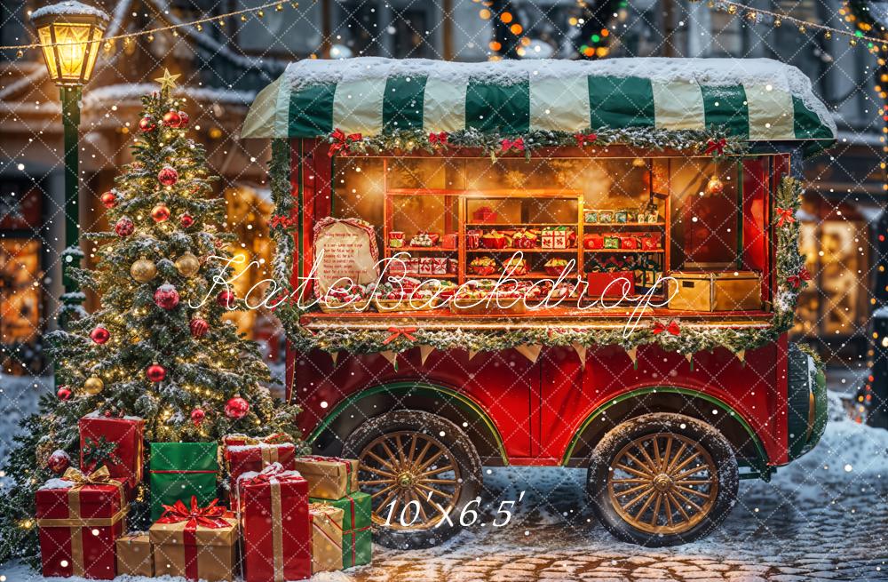 Kate Winter Christmas Night Street Truck Backdrop Designed by Emetselch - Image 4